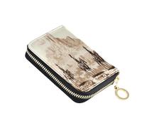 Lyeorm Western Cowboys Credit Card Holder for Women Men, RFID Blocking Card Case Wallet Small Leather Zipper Wallet with 11 Slots