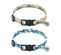 Lyeorm Western Village Cowboys Blue Butterflies Dog Collar 2 Pack Pet Cat Collar with Bells & Adjustable Buckle for Small Dogs Cats