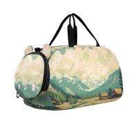 Lyeorm Western Village Cowboys Kids Duffle Bag, Overnight Travel Sport Gym Bags with Shoe Compartment for Boys & Girls