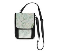 Lyeorm White and Green Floral Travel Neck Wallet RFID Blocking Travel Document Organizer Pouch Lightweight Passport Holder Wallet for Men and Women