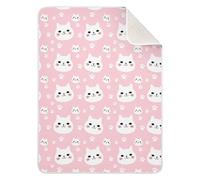 Lyeorm White Cat Faces Baby Blanket for Boys Girls - Soft Warm Receiving Swaddle Blanket for Toddler Newborn Crib Stroller, 30 x 40 Inch
