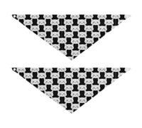 Lyeorm White Cat Faces Dog Bandanas 2PCS Washable Kerchief Scarf Reversible Triangle Bibs for Small Medium Large Dogs & Pet