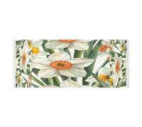 Lyeorm White Daffodils Washer and Dryer Covers for the Top, Fridge Dust Cover, Waterproof Washing Machine Cover with Storage Pocket for Kitchen Laundry Home