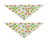 Lyeorm White Daisies Dog Bandanas 2PCS Washable Kerchief Scarf Reversible Triangle Bibs for Small Medium Large Dogs & Pet