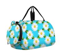 Lyeorm White Daisies Kids Duffle Bag, Overnight Travel Sport Gym Bags with Shoe Compartment for Boys & Girls