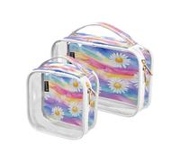 Lyeorm White Daisies Toiletry Bag - Clear Travel Makeup Bag - Waterproof Cosmetic Bag for Women Men - Carry on Travel Accessories Bag
