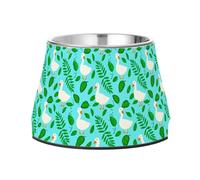 Lyeorm White Ducks Elevated Dog Bowls, Non-Slip Stainless Steel Raised Dog Food Bowl for Small Medium Large Pet