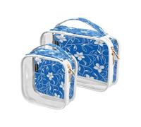 Lyeorm White Floral Toiletry Bag - Clear Travel Makeup Bag - Waterproof Cosmetic Bag for Women Men - Carry on Travel Accessories Bag