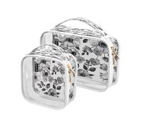 Lyeorm White Floral Toiletry Bag - Clear Travel Makeup Bag - Waterproof Cosmetic Bag for Women Men - Carry on Travel Accessories Bag
