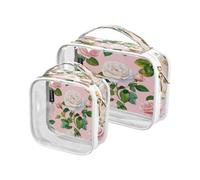 Lyeorm White Flowers Toiletry Bag - Clear Travel Makeup Bag - Waterproof Cosmetic Bag for Women Men - Carry on Travel Accessories Bag
