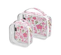 Lyeorm White Flowers Toiletry Bag - Clear Travel Makeup Bag - Waterproof Cosmetic Bag for Women Men - Carry on Travel Accessories Bag