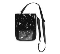 Lyeorm White Hearts and Stars Travel Neck Wallet RFID Blocking Travel Document Organizer Pouch Lightweight Passport Holder Wallet for Men and Women