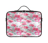 Lyeorm White Poppies Large Makeup Bag Portable Travel Cosmetic Bag Professional Cosmetic Case Organizer with Adjustable Dividers & Shoulder Strap