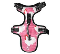 Lyeorm White Roosters Dog Harness Adjustable Soft Oxford Pet Vest No Pull Reflective Dog Vest Harness with Handle for Walking Training, M