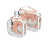 Lyeorm White Roosters Toiletry Bag - Clear Travel Makeup Bag - Waterproof Cosmetic Bag for Women Men - Carry on Travel Accessories Bag