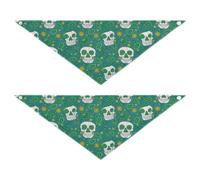 Lyeorm White Skulls Dog Bandanas 2PCS Washable Kerchief Scarf Reversible Triangle Bibs for Small Medium Large Dogs & Pet