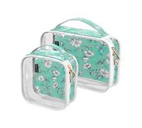 Lyeorm White Wildflower Toiletry Bag - Clear Travel Makeup Bag - Waterproof Cosmetic Bag for Women Men - Carry on Travel Accessories Bag