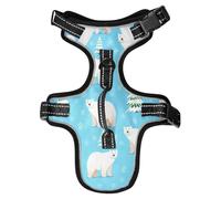 Lyeorm Winter Polar Bears Dog Harness Adjustable Soft Oxford Pet Vest No Pull Reflective Dog Vest Harness with Handle for Walking Training, M