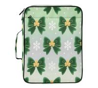 Lyeorm Winter Shamrock Bows Accordion File Organizer with 3 Ring Binder 7 Pocket Expanding File Folders with Labels Zipper Binder Bag for Letter A4 Files, Holds 500 Sheets