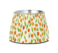 Lyeorm Yellow Tulips Elevated Dog Bowls, Non-Slip Stainless Steel Raised Dog Food Bowl for Small Medium Large Pet