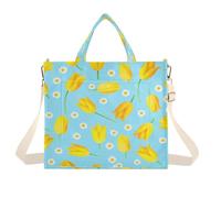 Lyeorm Yellow Tulips Tote Bag for Women, Corduroy Tote Bags Crossbody Bag Shoulder Handbag Messenger Bag, S