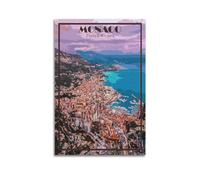 LYER Vintage Travel Monaco French Riviera Poster Wall Art Print Retro Aesthetic Room Decor Painting Canvas Home And Office Decorations 24x36inch(60x90cm) Unframe-style