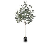 LYERSE 5ft Artificial Eucalyptus Tree in Plastic Nursery Pot, Tall Faux Eucalyptus Stems Fake Plants with Silver Dollar Leaves, Artificial Trees for Office House Living Room Home Decor Indoor