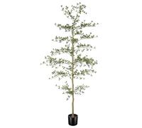 LYERSE Black Olive Tree 7ft - Faux Black Olive Tree with Natural Trunk and Realistic Leaves - Artificial Shady Lady Tree for Modern Home Office House Living Room Decor