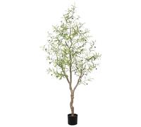 LYERSE Olive Trees Artificial Indoor - Faux Olive Tree 6ft - Fake Olive Tree with Olive Branches and Lifelike Fruits - Artificial Olive Tree for Modern Home Office House Living Room Decor Indoor