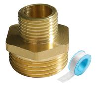 Lyeteung 1 PC G1 Male to G1/2 Male, Thread Brass Hex Nipple Connector, Straight Pipe Hex Fitting, with Plumbers Tape, for Pipe Connection