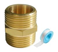 Lyeteung 1 PC G1 Male to G1 Male, Thread Brass Hex Nipple Connector, Straight Pipe Hex Fitting, with Plumbers Tape, for Pipe Connection
