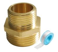 Lyeteung 1 PC G1 Male to G3/4 Male, Thread Brass Hex Nipple Connector, Straight Pipe Hex Fitting, with Plumbers Tape, for Pipe Connection