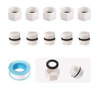 Lyeteung 10 PCS G1/2 Threaded Blanking Cap, Thread PPR Hose Caps, with Raw Material Tape, for Water Pipe Appliances Tap