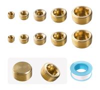 Lyeteung 10 PCS G1/8 G1/4 G3/8 G1/2 G3/4 Brass Male Thread Cap, Brass Blanking Stop Caps, with Raw Material Tape, for Water Pipe Appliances Tap