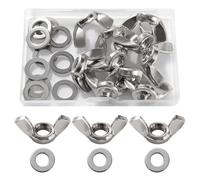 Lyeteung 10 PCS M10 Butterfly Nut, Stainless Steel Wing Nuts, Hand Twist Tighten Ear Wingnuts, with 10 PCS Flat Washers, for DIY Tools, Machinery, Electronic Equipment