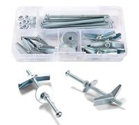Lyeteung 10 Sets M4 Spring Toggle Fixings, Wing Spring Toggle Bolt, Toggle Bolt and Wing Nut Assortment Kit, with Hex Nuts, Washers, for Plasterboard, Cavity Wall, Fibreboard