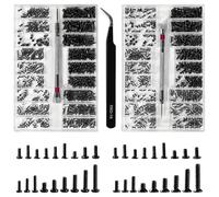 Lyeteung 1000 PCS M1.2/M1.4/M2 Tiny Micro Repair Screw Kit, Tiny Micro Screws Set, Electronic Repair Micro Screws, with Screwdriver and Tweezers, for Spectacles, Laptop, Watches, Black