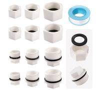Lyeteung 12 PCS G1/2 G3/4 G1 Threaded Blanking Cap, Thread PPR Hose Caps, with Raw Material Tape, for Water Pipe Appliances Tap