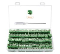 Lyeteung 120 PCS 5mm Pitch 2 Pin PCB Mount Screw Terminal Block Connector, PCB Terminal Block, with Screwdriver, for Arduino DIY Project, Green
