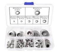 Lyeteung 130 PCS M3 M4 M5 M6 M8 M10 M12 Stainless Steel Flat Washers Set, Knurled Conical Spring Washer, Metal Round Washers Kit, for Home Decoration Factories Repair Construction
