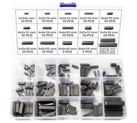 Lyeteung 140 PCS 16 Sizes 3-4-5-6 mm Round Ended Feather Key Set, Carbon Steel Key Stock Assortment, Feather Key Assortment, Parallel Drive Shaft Keys Set, for Fasteners Mechanical Industry