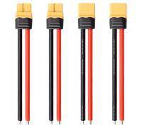 Lyeteung 2 Pairs XT60 Connectors, XT60H Male Female Bullet Connectors with Sheath Housing and 100mm 12 AWG Silicon Wire, for RC Lipo Battery, Yellow