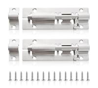 Lyeteung 2 PCS 96mm Door Barrel Bolt, Catch Latch Slide Bolt, Barrel Slide Latch Lock Stainless Steel, with Screws, for Bathroom Toilet Shed Door Furniture Pet Gate