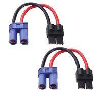 Lyeteung 2 PCS Compatible with Traxxas to EC5 Adapter, EC5 Female to Compatible with TRX Male Plug Connector, with 10cm 14AWG Silicone Cable, for RC LiPo Battery