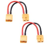 Lyeteung 2 PCS XT60 Connector Adapter, XT60 Male to Female Connector, with 10cm 14AWG Silicone Cable, for RC LiPo Battery