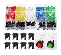 Lyeteung 200 PCS 5mm LED Emitting Diode, 2-Pin Assorted Color LED Emitting Diode Light Kit, Red Green Blue Yellow White 40 PCS per Color, with 100 PCS Plastic LED Holder