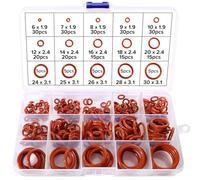 Lyeteung 260 PCS 15 Sizes O-Ring Gasket Kit, Silicone O-Ring Assortment, Sealing Gasket for Plumbing, Washer Seal & Auto Repair, Red