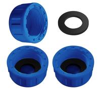 Lyeteung 3 PCS G3/4 Pipe PVC Threaded Cap, Kitchen Sink Waste Pipe Blanking Cap Female Thread, Appliance Trap Blanking Caps, with Sealing Rubber Rings, for Sealing Joints and Pipes End, Blue