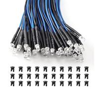 Lyeteung 30 PCS 3mm 12V Prewired LED Diodes Light, Blue, 20cm Prewired LED Light Emitting Diode + 30 PCS 3mm Plastic Holder
