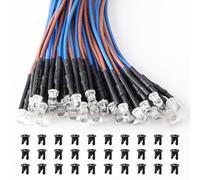Lyeteung 30 PCS 3mm 12V Prewired LED Diodes Light, Ice Blue, 20cm Prewired LED Light Emitting Diode + 30 PCS 3mm Plastic Holder